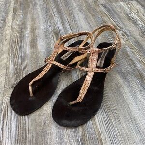 Steve Madden Croc Embossed Pink Black Wedge Sandal